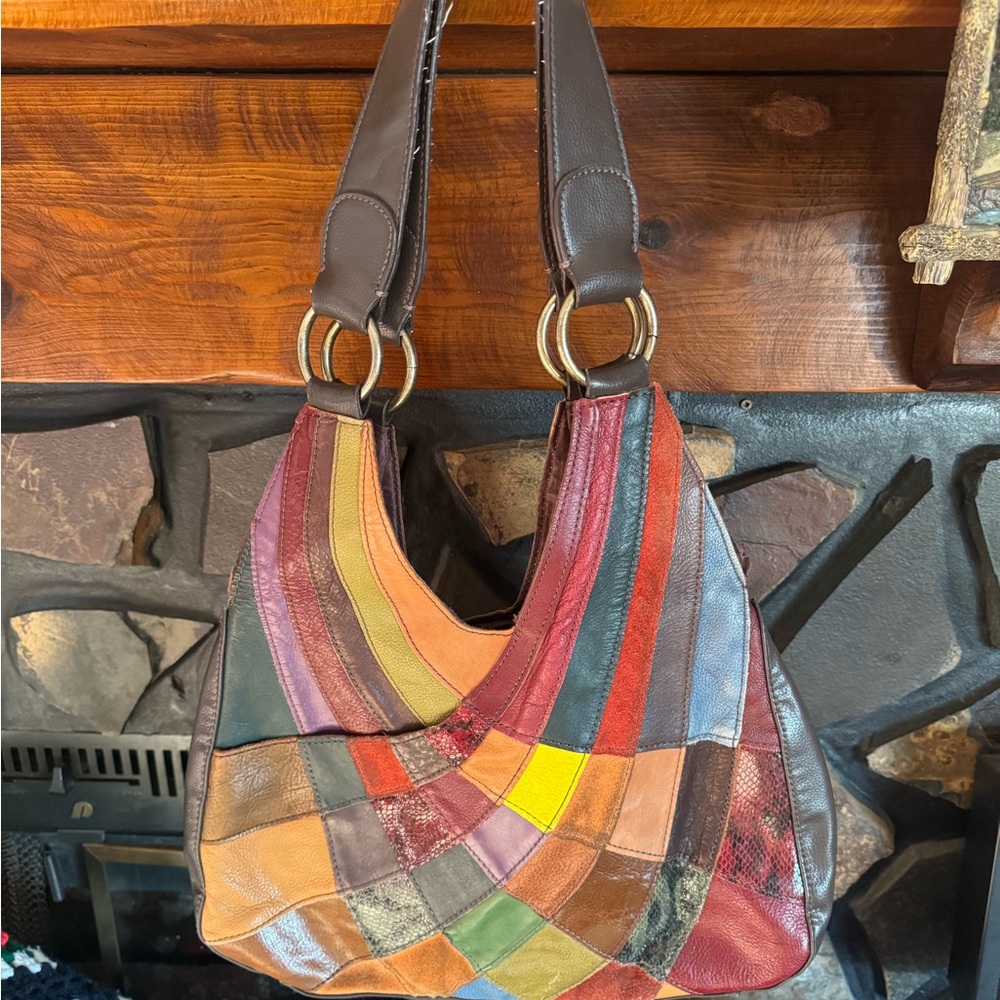 Wilsons Leather Multicolor Patchwork Hobo Bag